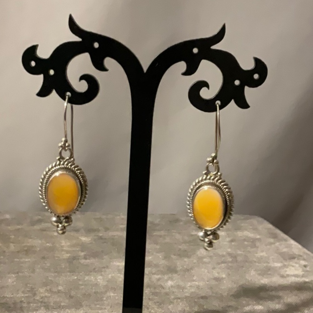 Sterling Silver Yellow Agate Earrings